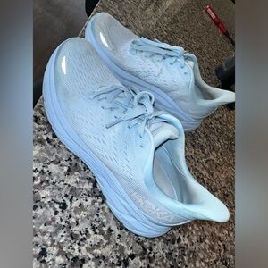 Used Hoka Clifton 8 baby blue sneakers size 9.5